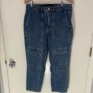 White House Black Market High Rise Straight Leg Blue Denim Jeans WHBM size 14